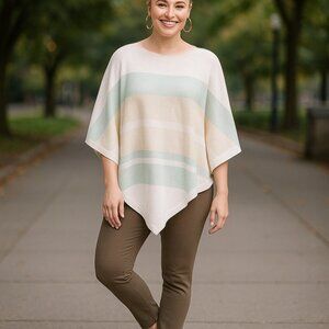 Barefoot Dreams CozyChic Ultra Lite Ocean Breeze Poncho Pink One Size Beach Soft